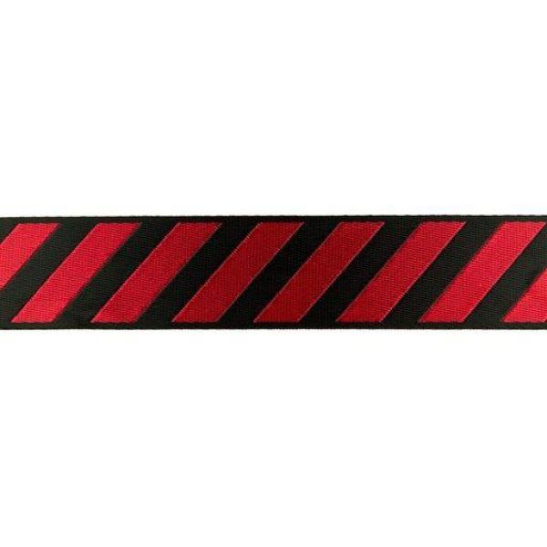 Gurtband 4 cm breit mit Streifen Schwarz/Rot glänzend
